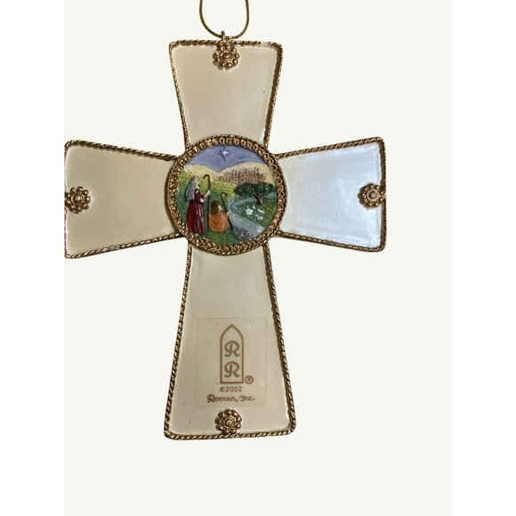 Roman Inc. 2002 Nativity Cross Wall Hanging With Luke 2:8-11 Christmas  Verse - Picture 4 of 14